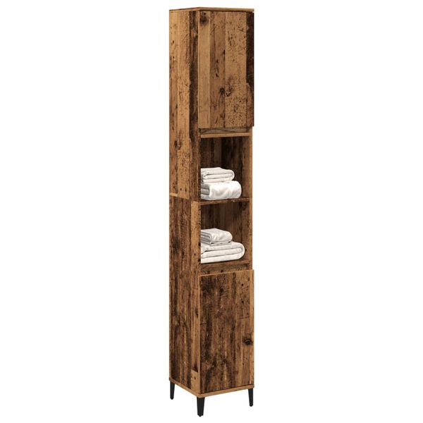 vidaXL Bathroom Cabinet Old Wood 30x30x190 cm Engineered Wood