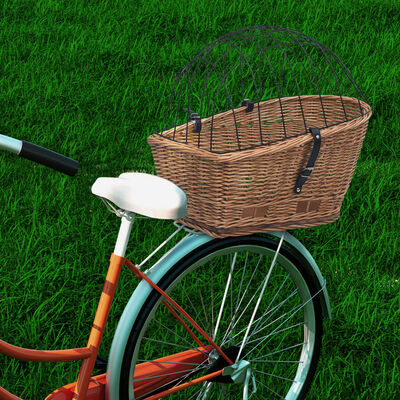 vidaXL Bike Rear Basket with Cover 55x31x36 cm Natural Willow