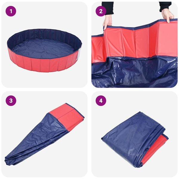 vidaXL Foldable Dog Swimming Pool Red and Blue 80 x 80 x 20 cm PVC