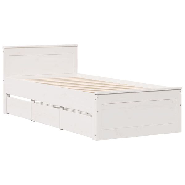 vidaXL Bed Frame without Mattress with Headboard White 90x200 cm Solid Wood Pine