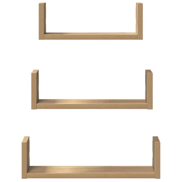 vidaXL Wall Shelf 3 pcs Artisian Oak Engineered Wood