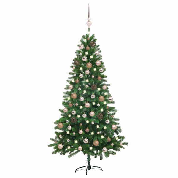 vidaXL Artificial Pre-lit Christmas Tree with Ball Set 180 cm Green