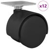 vidaXL Swivel Castor 12 pcs Black 39.5 x 39.5 x 37.8 mm Iron and PP