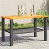 vidaXL Garden Table Black 70x38x42 cm Poly Rattan Acacia Wood