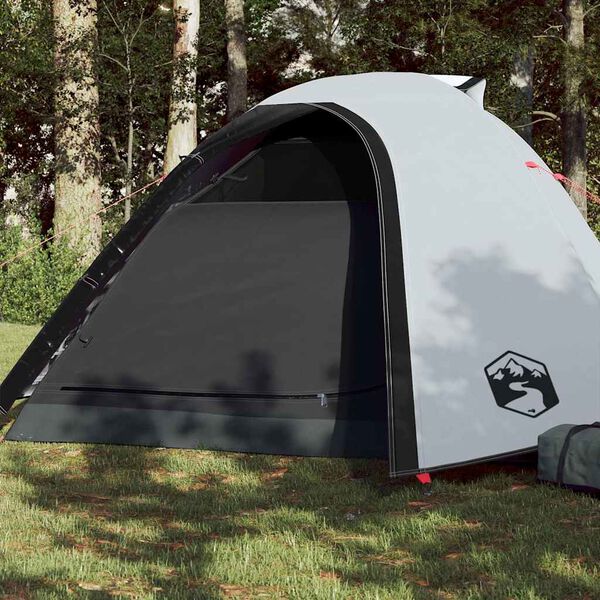 vidaXL Camping Tent Dome 4-Person White Blackout Fabric Waterproof