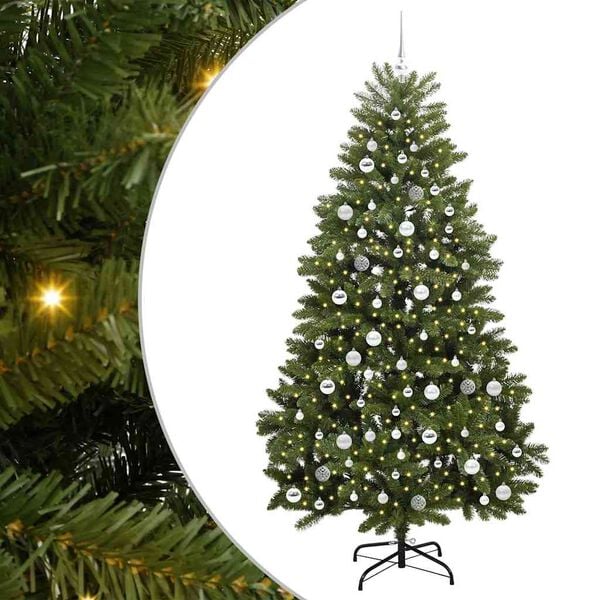 vidaXL Artificial Christmas Tree Green 210 cm PVC and Metal