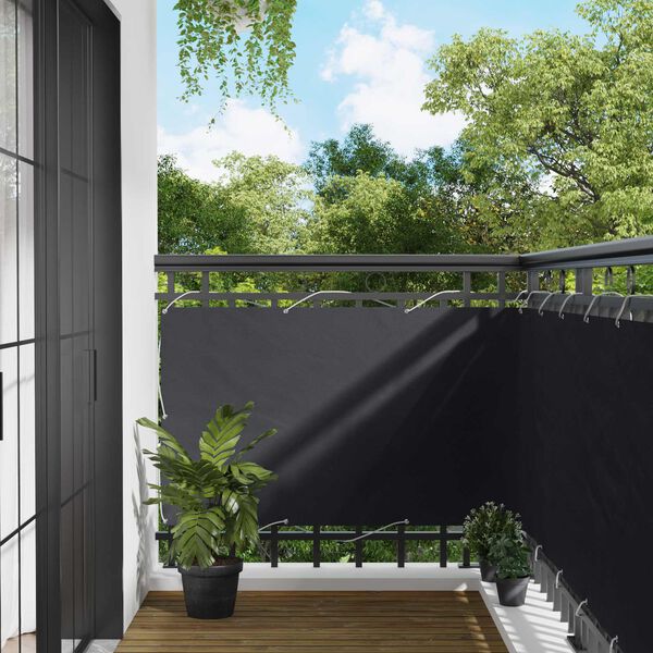 vidaXL Balcony Screen Black 90 x 200 cm PU coated oxford alu