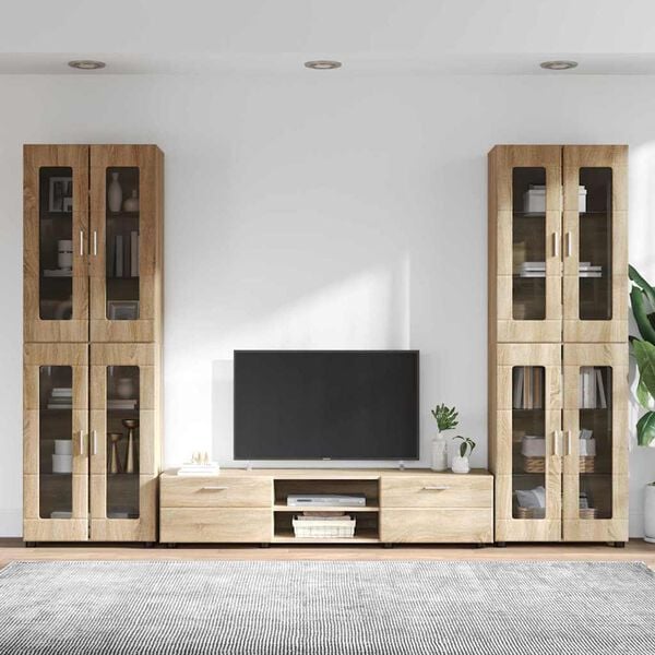 vidaXL TV Cabinet Set with Drawer FLORIN Sonoma Oak Engineered Wood