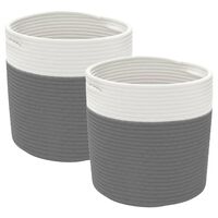 vidaXL Storage Baskets 2 pcs Grey and White Ø28x28 cm Cotton