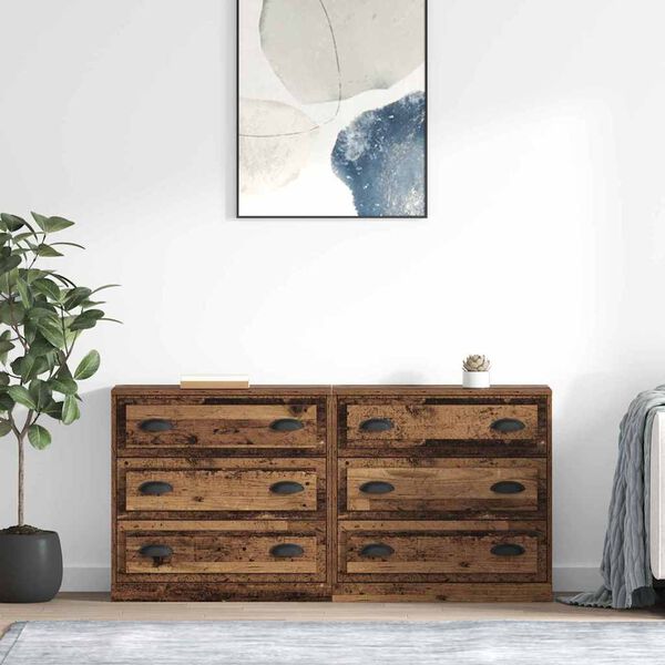 vidaXL Sideboards 2 pcs Old Wood 70 x 35.5 x 67.5 cm Engineered Wood