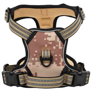 vidaXL Dog Harness with Reflective Stripes Adjustable Camouflage Brown