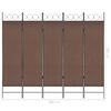 vidaXL 5-Panel Room Divider Brown 200x180 cm
