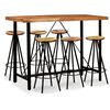 vidaXL Bar Set | Natural Wood, Black | Solid Acacia Wood, Reclaimed Wood, Steel