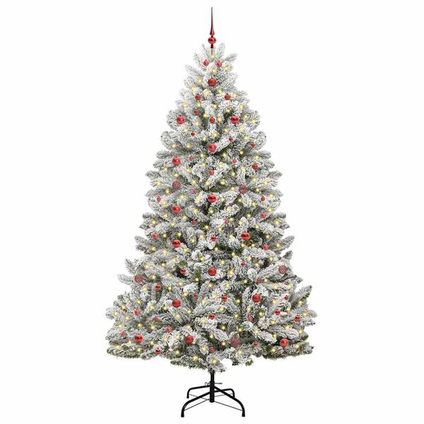 vidaXL Artificial Christmas Tree Green and White 240 cm PVC and Metal
