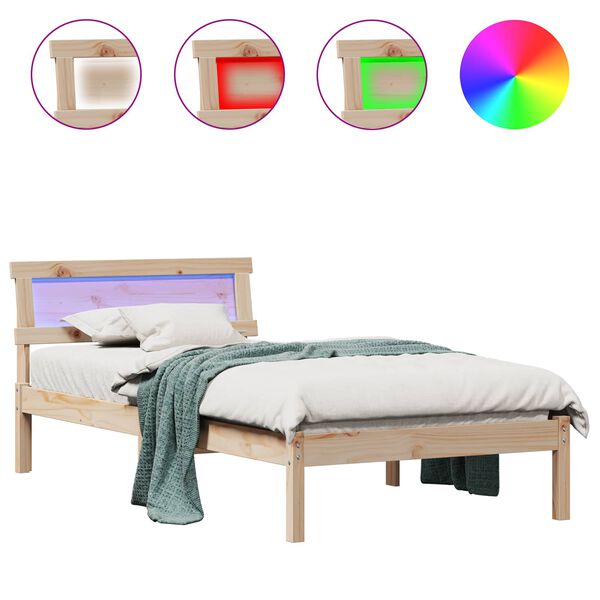 vidaXL Bed Frame with Headboard Brown 100 x 200 cm Solid Pine Wood