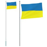 vidaXL Ukraine Flag and Pole 6.23 m Aluminium