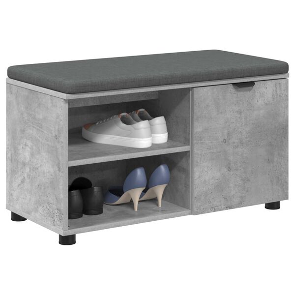 vidaXL Hall Bench with Cushion Plain Concrete Grey 80 x 38 x 46 cm