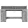vidaXL Desk with LED Lights Grey Sonoma 160x55x91 cm Engineered Wood