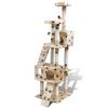 vidaXL Cat Tree Cat Scratching Post 170 cm 2 Condos Beige with Pawprints