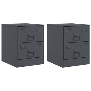 vidaXL Bedside Cabinets 2 pcs Anthracite 34,5x39x44 cm Steel