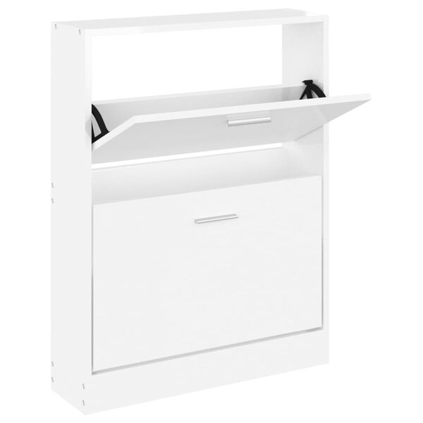 vidaXL Shoe Cabinet High Gloss White 59x17x81 cm Engineered Wood