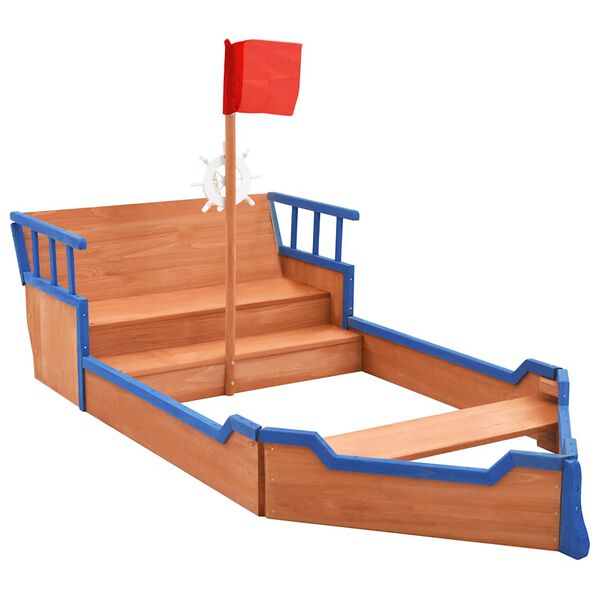 vidaXL Sandbox Pirate Ship Firwood 190x94.5x101 cm