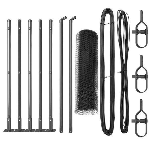 vidaXL Fence Post Grey 10 x 0.4 m (13 mm mesh) Steel and PVC