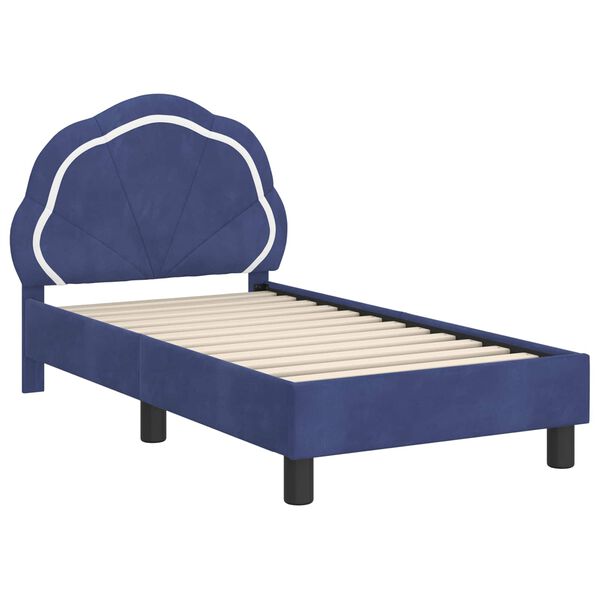 vidaXL Toddler Bed Frame with Headboard Police Blue 70 x 140 cm Velvet
