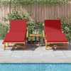vidaXL Sun Lounger 2-person 3 pcs Red 40 x 40 x 40cm Solid Acacia wood