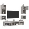 vidaXL 8 Piece TV Wall Units with LED Grey Sonoma Engineered Wood