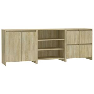 vidaXL 3 Piece Sideboard Sonoma Oak Engineered Wood