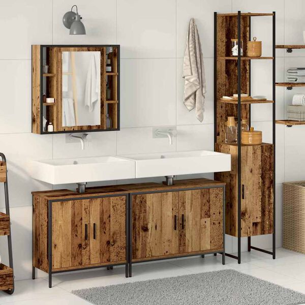 vidaXL Bathroom Furniture Set with Shelf 4 pcs Brown Engineered wood