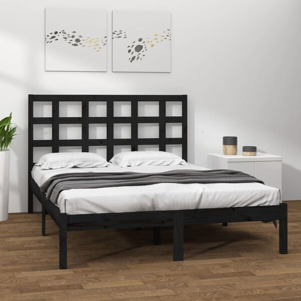 vidaXL Bed Frame without Mattress Black 200x200 cm Solid Wood