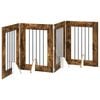 vidaXL Foldable Dog Gate with Stands 4 pcs Smoked Oak 241 cm
