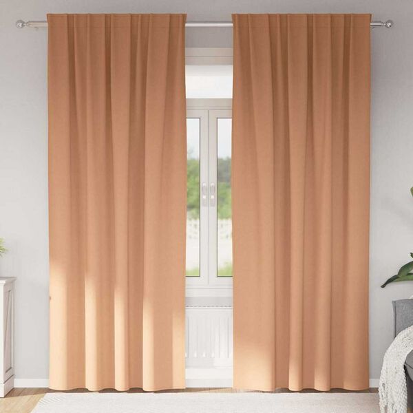 vidaXL Blackout Curtains with Rings 2 pcs Light Brown 260 x 140 cm