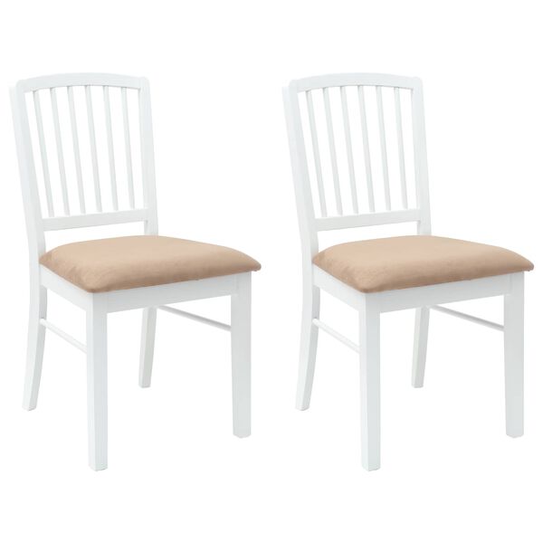 vidaXL Dining Chairs 2 pcs White 50 x 52.5 x 91 cm Solid Rubber Wood