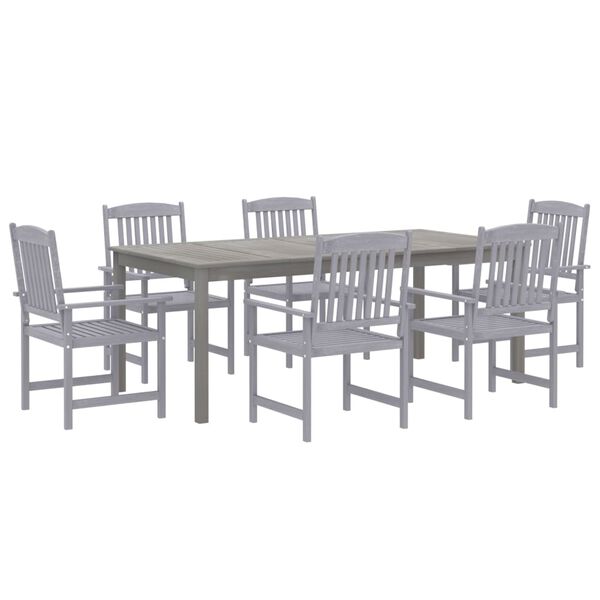 vidaXL 7 Piece Garden Dining Set Solid Wood Acacia Grey