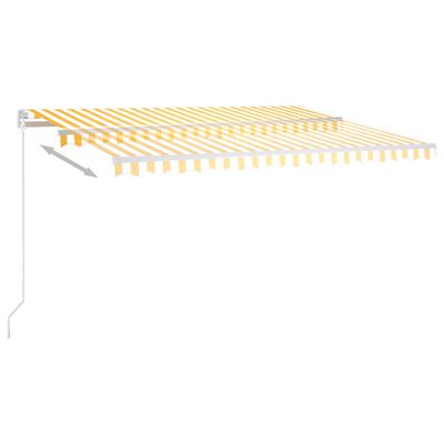 vidaXL Automatic Retractable Awning with Posts 4.5x3.5 m Yellow&White