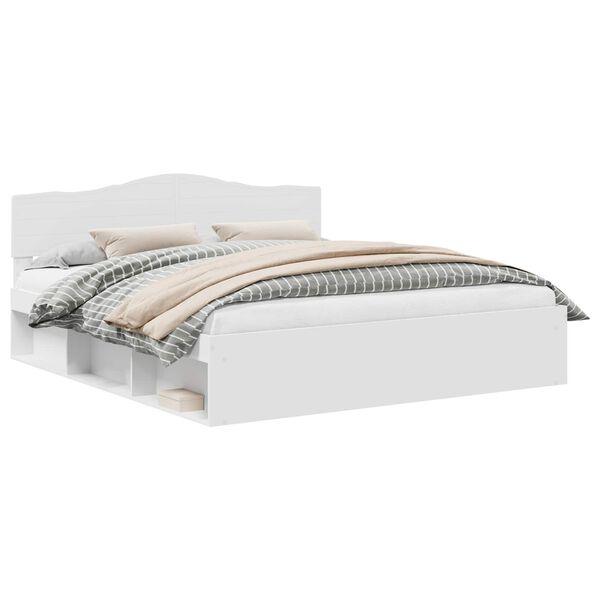 vidaXL Bed Frame with Headboard White 180 x 200 cm Solid Pine Wood