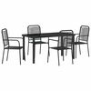 vidaXL Garden Dining Set 5 pcs Black Powder-Coated Steel