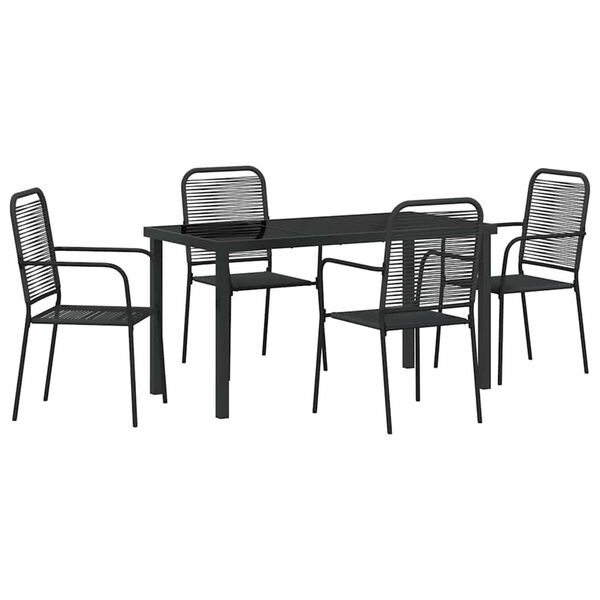 vidaXL Garden Dining Set 5 pcs Black Powder-Coated Steel