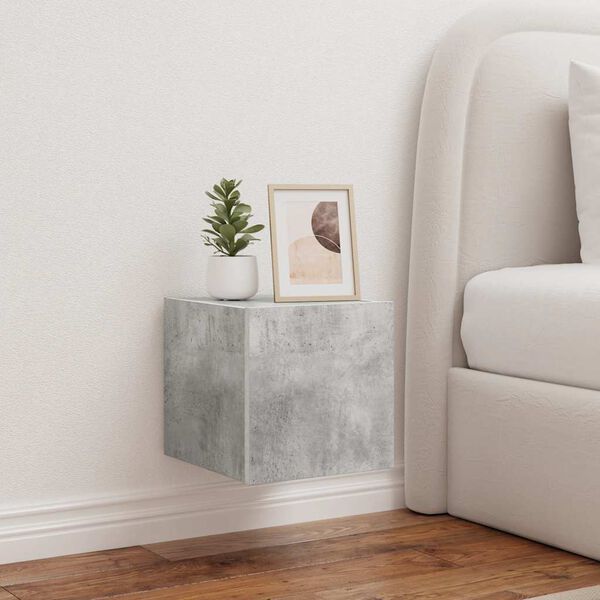 vidaXL TV Wall Cabinet with LED Lights Concrete Grey 30.5x35x30 cm