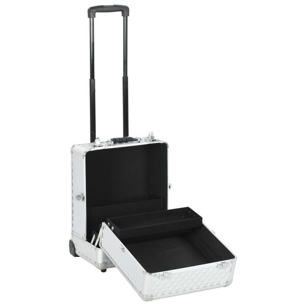 vidaXL Make-up Trolley 35x29x45 cm Silver Aluminium