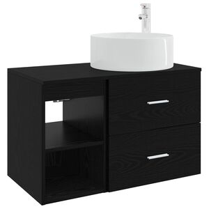 vidaXL Bathroom Furniture Set 2 pcs Black Oak Engineered Wood