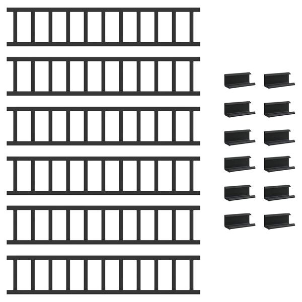 vidaXL Black 600 x 2.5 x 20 cm Steel