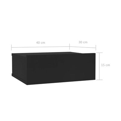 vidaXL Floating Nightstands 2 pcs Black 40x30x15 cm Engineered Wood