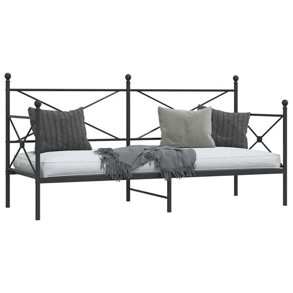 vidaXL Day Bed without Mattress Black 90x200 cm Steel