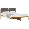 vidaXL Bed Frame with Upholstered Headboard Natural and Light Grey