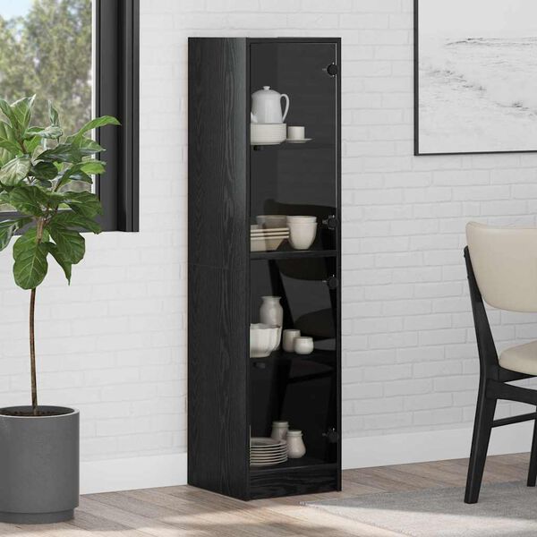vidaXL Highboard Black Oak 35 x 37 x 142 cm Engineered Wood