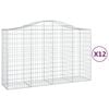 vidaXL Arched Gabion Baskets 12 pcs 200x50x120/140 cm Galvanised Iron